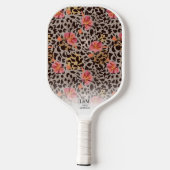 Exotic Cheetah Hibiscus Floral Pattern Custom Text Pickleball Paddle (Achterkant)