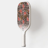 Exotic Cheetah Hibiscus Floral Pattern Custom Text Pickleball Paddle (Links)