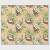 Exotic Coconut Fruit Lover Pattern Cute Summer Cadeaupapier (Vlak)
