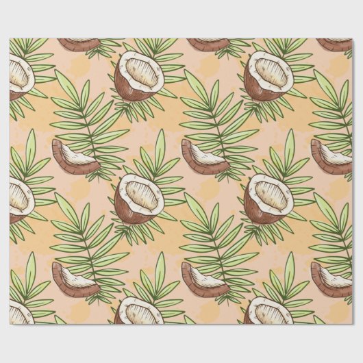 Exotic Coconut Fruit Lover Pattern Cute Summer Cadeaupapier (Vlak)