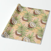 Exotic Coconut Fruit Lover Pattern Cute Summer Cadeaupapier (Uitgerold)