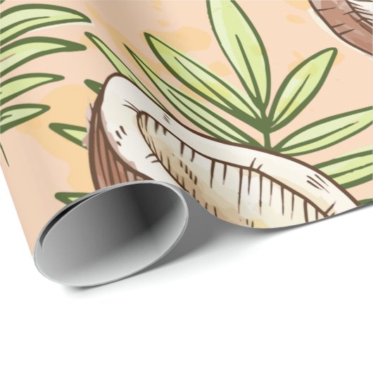 Exotic Coconut Fruit Lover Pattern Cute Summer Cadeaupapier (Rol Hoek)