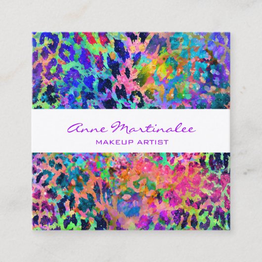 Exotic Colorful Animal Print Square Visitekaartje (Voorkant)