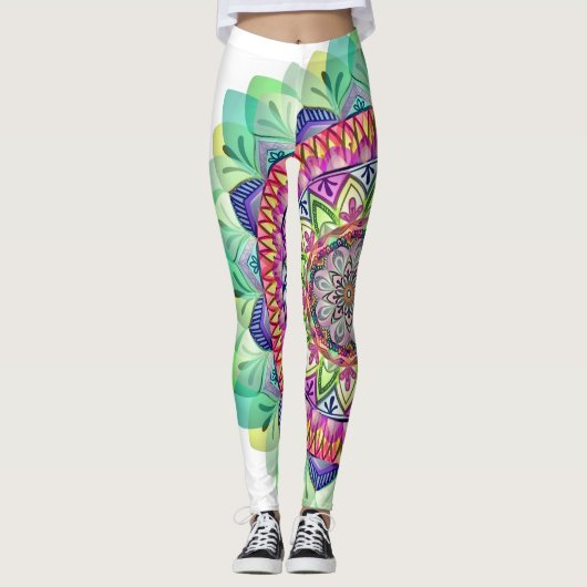 Exotic Colorful mandala Leggings (Voorkant)