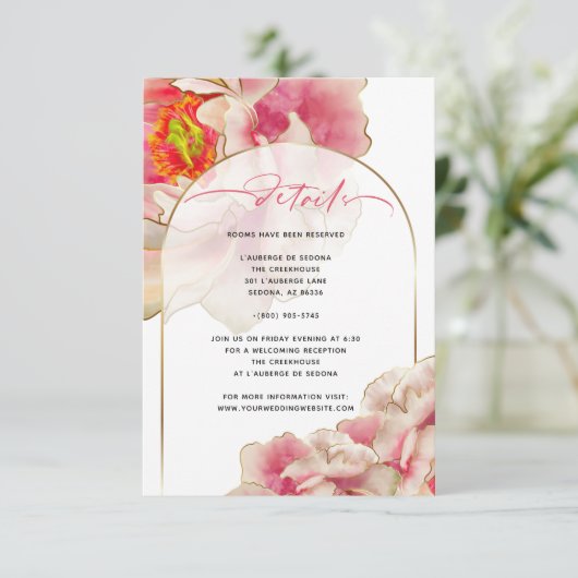 Exotic Coral Roos Peony — Kaart Details (Staand voorkant)