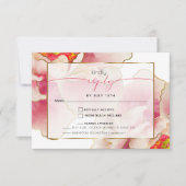 Exotic Coral Roos Peony Meal Choice RSVP-kaart RSVP Kaartje (Voorkant)