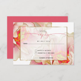 Exotic Coral Roos Peony RSVP-kaart RSVP Kaartje