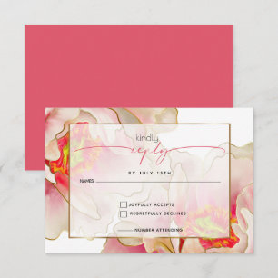 Exotic Coral Roos Peony RSVP-kaart RSVP Kaartje