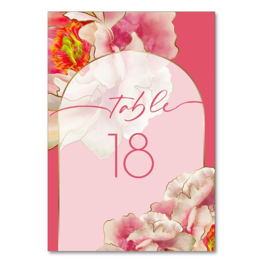 Exotic Coral Roos Peony-tabelnummer Kaart (Achterkant)