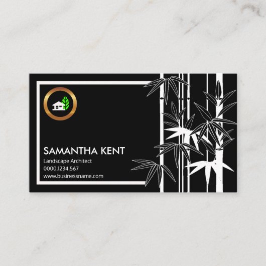 Exotic Creative Black Bamboo Landscape Architect Visitekaartje (Voorkant)