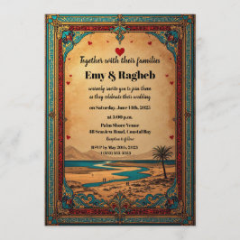 Exotic Desert Oasis Wedding Invitation Kaart