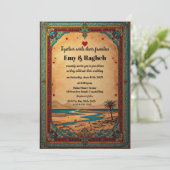 Exotic Desert Oasis Wedding Invitation Kaart (Staand voorkant)
