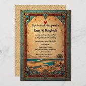 Exotic Desert Oasis Wedding Invitation Kaart (Voorkant / Achterkant)