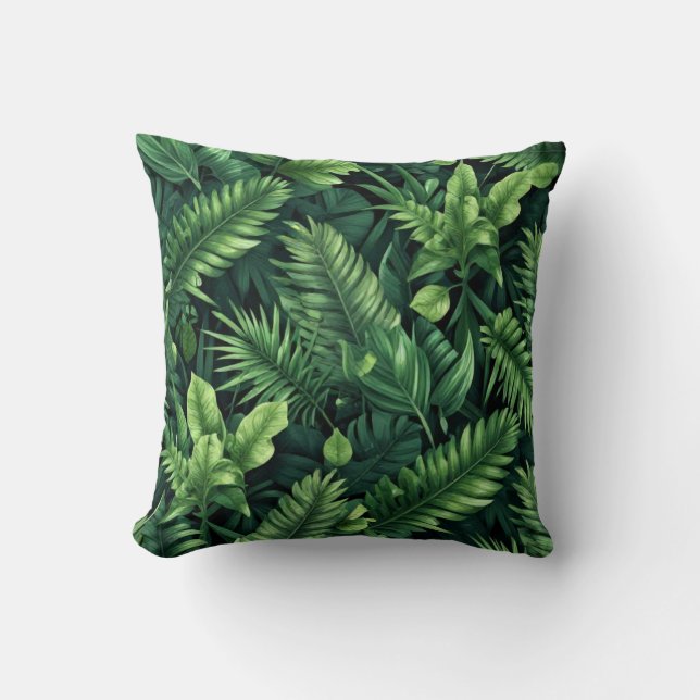 Exotic Emerald Canopy: A Lush Seamless Composition Kussen (Voorkant)