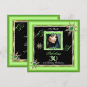 Exotic Fabulous 30 Limoen Silver Snowflake Photo Kaart (Voorkant / Achterkant)