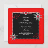 Exotic Fabulous 30 Red Silver Snowflake Photo Kaart (Achterkant)