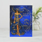Exotic Fabulous Blue Gold verjaardagsfeestje prach Kaart (Staand voorkant)