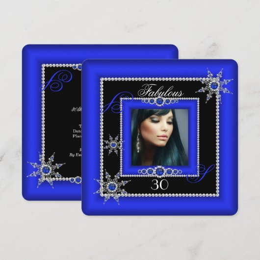 Exotic Fabulous Royal Blue Silver Snowflake Foto Kaart (Voorkant / Achterkant)