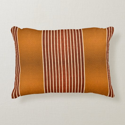 Exotic Faux Snake Leather & Linear Stripe Pumpkin Accent Kussen (Voorkant)