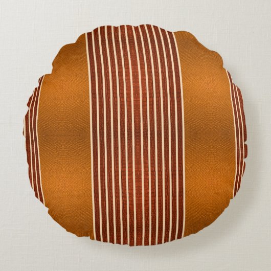 Exotic Faux Snake Leather & Linear Stripe Pumpkin Rond Kussen (Voorkant)