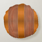 Exotic Faux Snake Leather & Linear Stripe Pumpkin Rond Kussen (Achterkant)