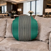 Exotic Faux Snake Leather Linear Stripe Turquoise Rond Kussen