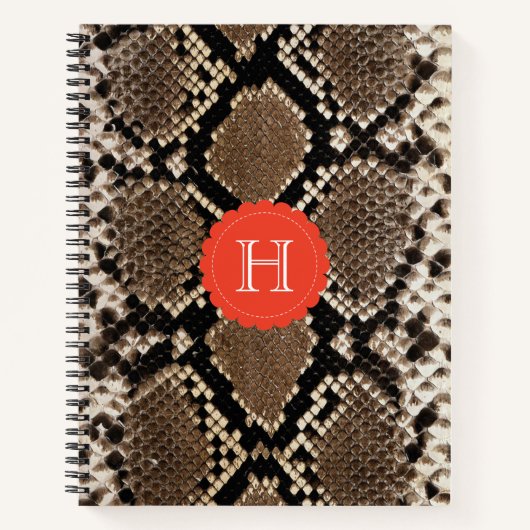 Exotic Faux Snake Skin Pattern Monogram Notitieboek (Voorkant)