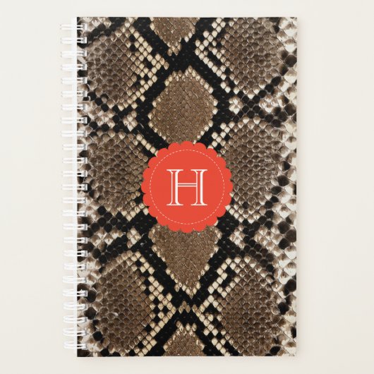 Exotic Faux Snake Skin Pattern Monogram Planner (Voorkant)