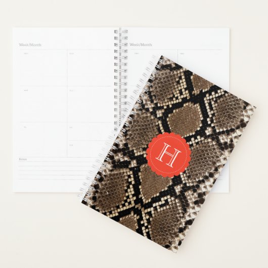 Exotic Faux Snake Skin Pattern Monogram Planner (Display)