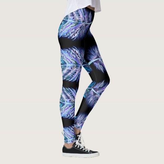 Exotic Feather Black Leggings - Kies kleur (Rechts)