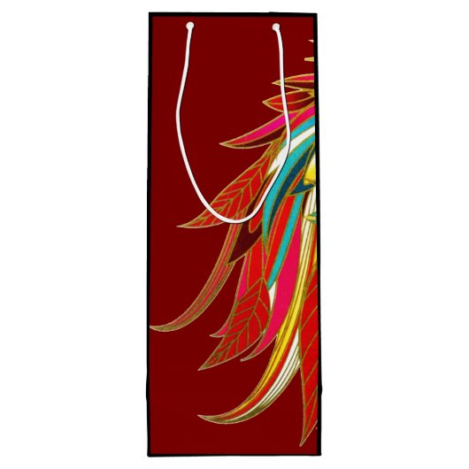 Exotic Feathers Red and Black Wijn Cadeautas (Achterkant)