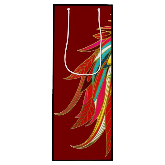 Exotic Feathers Red and Black Wijn Cadeautas (Voorkant)