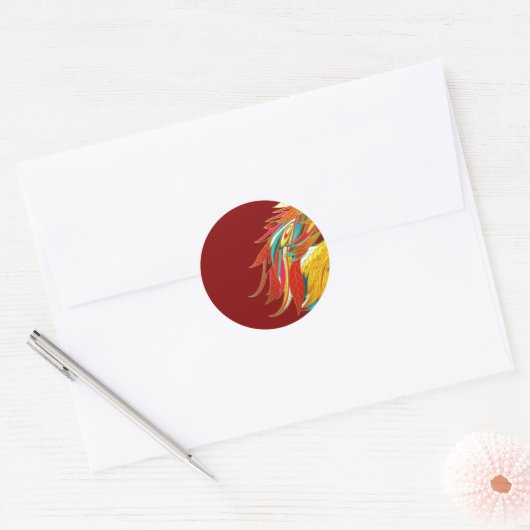 Exotic Feathers Red Ronde Sticker (Envelop)