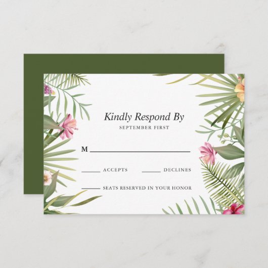 Exotic Floral Design RSVP Kaartje (Voorkant / Achterkant)