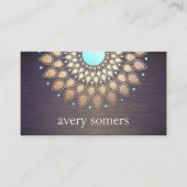 Exotic Floral Gold  Lotus Flower Wood Visitekaartje (Voorkant)