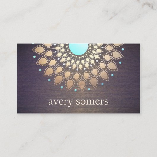 Exotic Floral Gold  Lotus Flower Wood Visitekaartje (Voorkant)