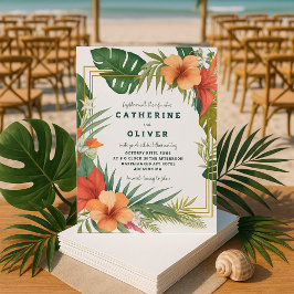 Exotic Floral Palm Tropical Garden Wedding Kaart
