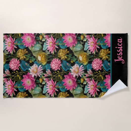Exotic Floral Pattern Lush Tropical Foliage Name  Strandlaken (Voorkant)
