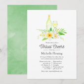 Exotic Floral Wine Toasting Virtual Shower Kaart (Voorkant / Achterkant)