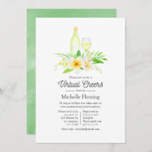 Exotic Floral Wine Toasting Virtual Shower