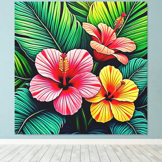 Exotic Flower Garden Dreams Canvas Afdruk (Insitu (Houten vloer))