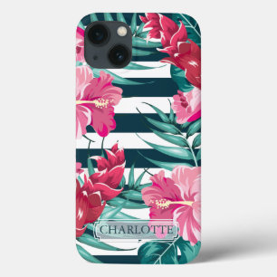 Exotic Flowers Monogram gestript Case-Mate iPhone Case