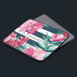 Exotic Flowers Monogram gestript Laptop Sleeve<br><div class="desc">Exotic Flowers Monogram ontwerp. U bent welkom om mijn winkel te bezoeken voor mooiere producten.</div>