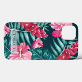 Exotic Flowers Monogram Roze Case-Mate iPhone Case (Achterkant (horizontaal))