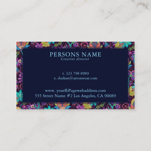 Exotic Flowers Pattern Glass-krads Textuur Visitekaartje (Achterkant)