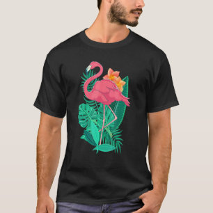 Exotic Flowers Zoo Animal Tropical Bird Flamingo T-shirt