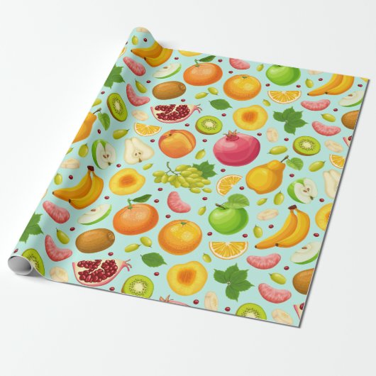 Exotic Fruit Pattern Wrapping Paper Cadeaupapier (Uitgerold)