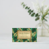 Exotic Green & Gold Safari Oerwoud Leaf Design Visitekaartje (Staand voorkant)