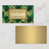 Exotic Green & Gold Safari Oerwoud Leaf Design Visitekaartje (Voorkant / Achterkant)