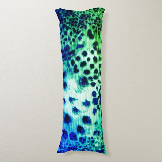 Exotic Green Leopard Print Body Pillow Lichaamskussen (Voorkant Verticaal)